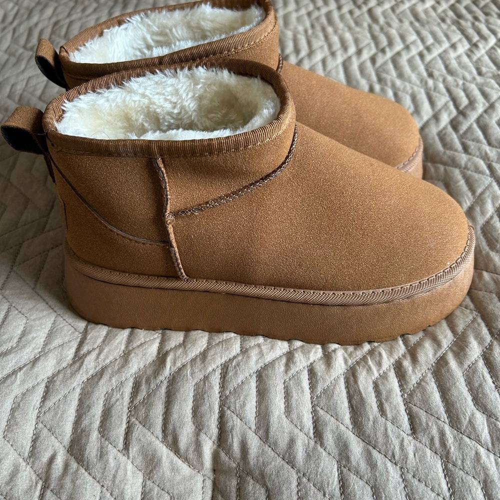 Cozy Tan Platform Ankle Boots